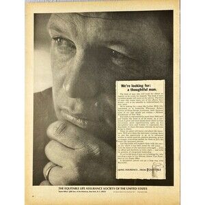 Equitable Life "We're Looking For A Thoughtful Man" Vintage Print Ad 1966